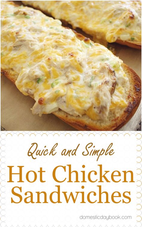 Quick Hot Chicken Sandwiches French Bread Chicken Sandwich, Hot Sandwiches Ideas, Light Sandwich Ideas, Recipes With Breaded Chicken, Canned Chicken Sandwich, Chicken Subs Recipes, Quick Lunch Recipes Simple, Leftover Chicken Sandwich Recipes, Canned Chicken Sandwich Recipes