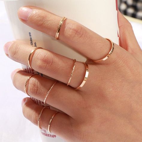 Mid Rings, Mothers Day Rings, Rings Sets, Slim Ring, Stackable Ring Sets, Ring Sets Boho, Junk Jewelry, Dainty Gold Rings, Gold Rings Stackable