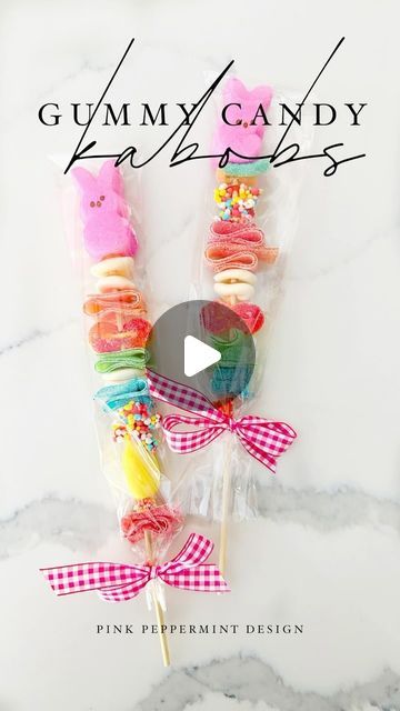 Tammy Mitchell | Design, Travel & Lifestyle on Instagram: "Make these cute candy kabobs for Easter! Check the blog for tips on how to prep your sticks and how to wrap them.😊 pinkpeppermintdesign.com   #candykabob #diy #Easter #partyfoodideas #diycrafts" Diy Candy Kabobs Tutorials, How To Make Candy Kabobs, Candy Kabobs Diy Ideas, Candy Kabobs, How To Wrap, Cute Candy, Diy Candy, Candy Making, Diy Easter