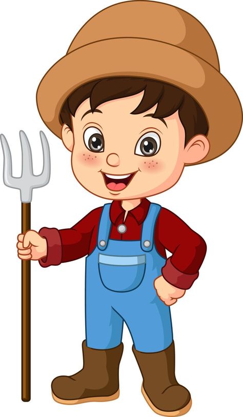 Farmer Cartoon Character, Farmer Clipart, Farmer Drawing, Cartoon Farmer, Farmer Cartoon, Farmer Illustration, Farmer Boy, Preschool Activities Toddler, Preschool Art Activities