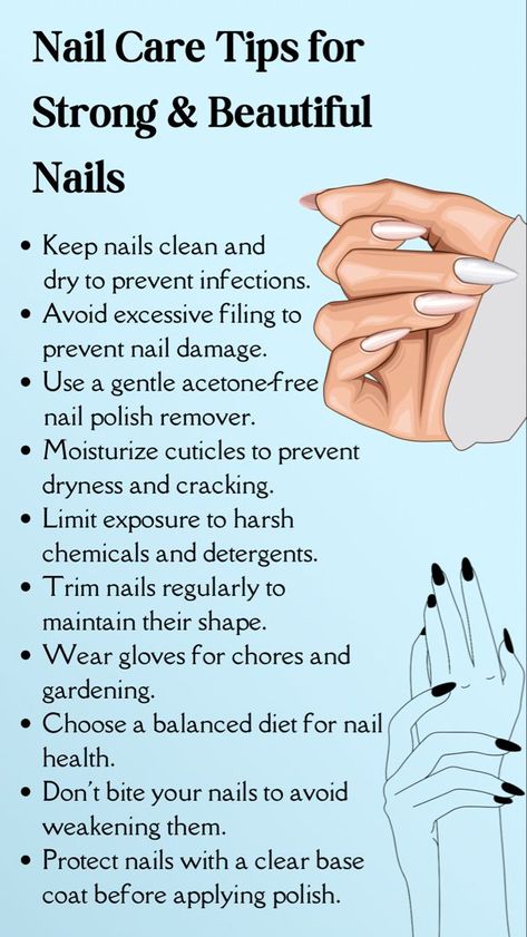 Nail Care Tips for Strong & Beautiful Nails | Nail care, Nail care tips, Natural nail care #Nail_Growth_Tips #Natural_Nail_Care #Diy_Beauty_Treatments #Nail_Care_Routine Nail Growth Tips, Natural Nail Care, Diy Beauty Treatments, Nail Care Tips, Nail Care Routine, Brittle Nails, Nail Essentials, Nail Growth, Skin Care Steps