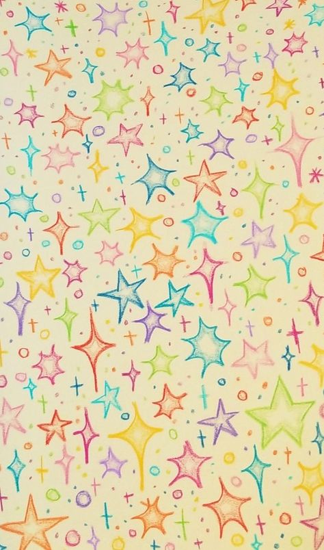 Star Wallpaper Colorful, Aesthetic Background Colorful, Patterned Backgrounds Aesthetic, Colorful Doodle Wallpaper, Summer Core Wallpaper, Doodle Background Ideas, Colorful Stars Aesthetic, Background Filler Drawing, Colorful Star Background