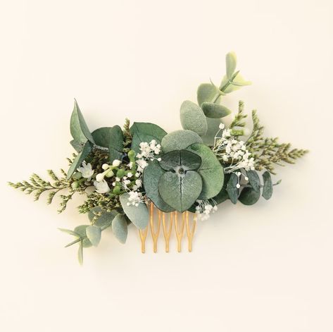 Eucalyptus Bridal Hair Comb Wedding Greenery Comb Boho - Etsy Flower Girl Hair Accessories, Boho Bridal Hair, Wedding Greenery, Floral Hair Pins, Floral Comb, Flower Girl Crown, Flower Comb, Flower Girl Hairstyles, Flower Hair Comb