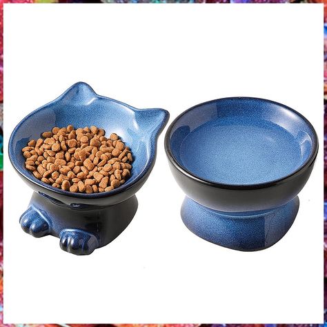 Nihow Elevated Cat/Dog Bowls Set : 5 Inch Ceramic Raised Cat Food and Water Bowl Set for Protecting Pet's Spine - Feeding & W Raised Cat Food Bowls, Cat Food And Water Bowl, Dish Design, Cat Water Bowl, Cat Dishes, Cat Food Bowl, Cat Bowl, Ceramics Ideas, Cat Feeding