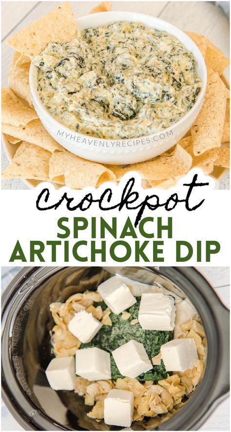 Crockpot Spinach Artichoke Dip, Crockpot Party Food, Crockpot Spinach, Crockpot Appetizers, Artichoke Dip Recipe, Lake Food Ideas Summer, Food Ideas Summer, Lake Food Ideas, Dip Recipes Easy