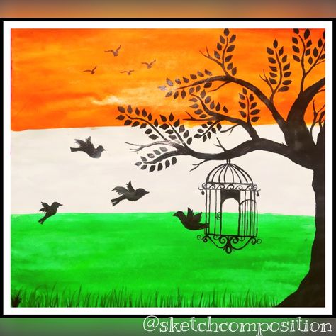 Acrylic painting🎨 Independence Day Painting Ideas, Independence Day Painting, Independence Day Drawing, Flag Drawing, Flower Pattern Drawing, Circle Mehndi, Day Painting, Pop Art Drawing, 26 January