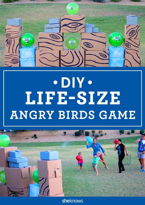 Ever wondered ... what if this game came to life? We did! It turns out creating a life-size Angry Birds game is actually easier than you might think. Just try these handy pointers, and you'll be launching those birds before you know it. Bird Games For Kids, Angry Birds Slingshot Diy, Diy Angry Birds Game, Giant Outdoor Games, Giant Yard Games, Angry Birds Game, Life Size Games, Giant Angry Birds Game, Outdoor Party Games