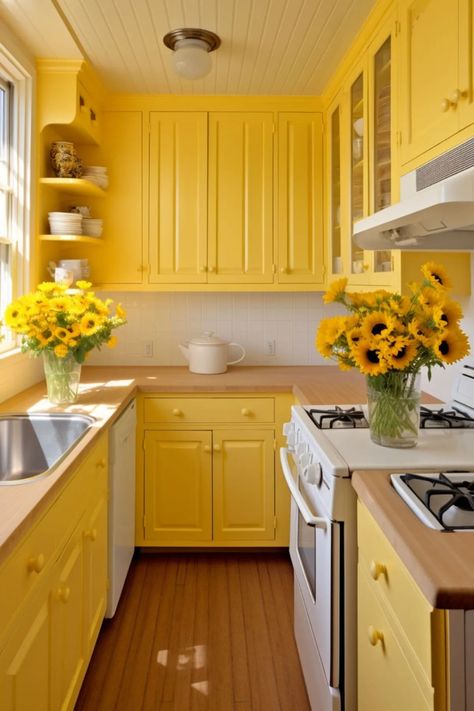 Personalized Cooking Spaces: Tips for a Tailored Kitchen Remodel - Melanie Jade Design Yellow Kitchen Butcher Block Counters, Yellow Theme Kitchen, Jade Kitchen Cabinets, Small Yellow Kitchen, Yellow And Orange Kitchen, Modern Yellow Kitchen, Yellow And Green Kitchen, Green And Yellow Kitchen, Yellow And White Kitchen