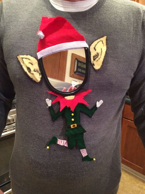 Last minute ugly Christmas sweater creation for office party! Awkward Family Christmas, Ugly Christmas Sweater Ideas, Ugly Christmas Sweater Outfit, Christmas Sweater Ideas, Diy Christmas Sweater, Christmas Sweater Outfits, Ugly Sweater Diy, Diy Ugly Christmas Sweater, Ugly Sweater Contest