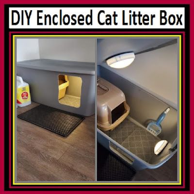 DIY Enclosed Cat Litter Box Using A Large Storage Container Cat Food Station, Diy Litter Box, Litter Tracking, Large Storage Containers, Cat House Diy, Cat Playground, Cat Ideas, Cat Hacks, Lid Storage