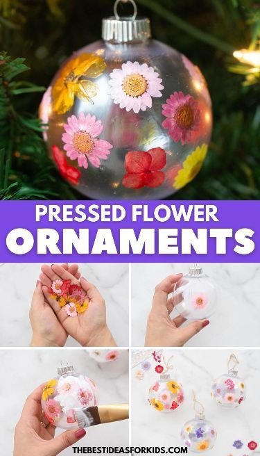 Pressed Flower Ornaments - what a pretty DIY ornament idea for Christmas! Beaded Ornaments Diy, Pressed Flowers Diy, Craft To Make, Dried Flowers Diy, Craft Projects For Adults, Pressed Flower Crafts, Pretty Crafts, Diy Ornament, Clear Ornaments