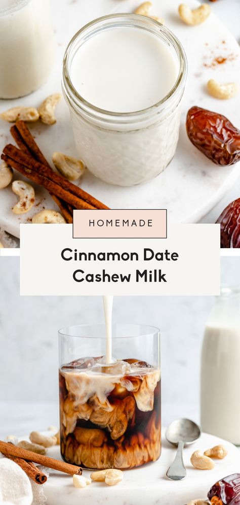 Nutr Nut Milk Recipes, Plant Milk Recipes, Vegan Milk Recipe, Cashew Milk Smoothie, Diy Cashew Milk, Nut Milk Recipes, Date Milk, Cashew Milk Recipe, Milk Ideas