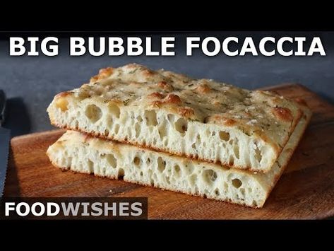 Just because a bread recipe is “no knead” doesn’t mean it’s no work. It just means we don’t knead, which is definitely the case here, since this dough is way, way too wet for that kind of thing, but we do fold, and stretch, and turn, and pull, and wait, and wait, and wait. So, if you were looking for fast and easy, this is not the...to read the rest of Chef John's article about Big Bubble Focaccia please follow this link to become a member.) Follow this link to get a complete, printable… Bubble Focaccia, Chef John Food Wishes, Bubble Bread, Big Bubble, Brunch Bread, Focaccia Recipe, Yeast Bread Recipes, Food Wishes, Baking Basics