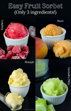 Melon Sorbet, Hemgjord Glass, Pineapple Sorbet, Sorbet Ice Cream, Fruit Sorbet, Peach Sorbet, Sorbet Recipes, Raspberry Sorbet, Honeydew Melon