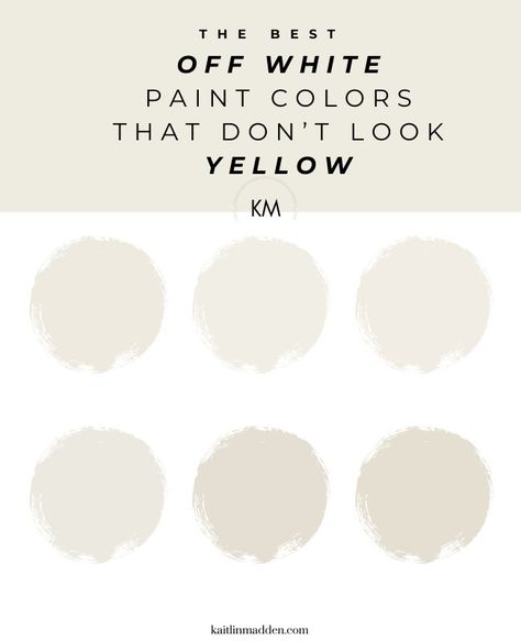 6 Off-White Paint Colors That Don't Look Yellow - Kaitlin Madden Home Blogger Valspar Off White Paint Colors, Best White Cream Paint Color, Best Neutral Off White Paint Color, Best Shades Of White For Walls, Natural White Paint Color, Cool Cream Paint Colors, Best Off White Trim Paint Color, Earthy White Paint Colors, Perfect Off White Paint Color