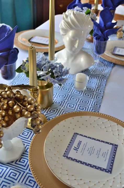 Greek Party Decorations, Greek Wedding Theme, Greek Party Theme, Greece Party, My Big Fat Greek Wedding, Greek Theme, Greek Party, Goddess Party, Greek Christmas