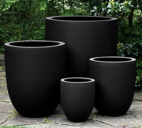 Outdoor Planter Planters & Plant Stands | Pottery Barn Planter Collection, Black Planters, Hanging Plants Indoor, Tanah Liat, Cement Planters, Kew Gardens, Outdoor Planters, Hanging Plants, Yard Landscaping