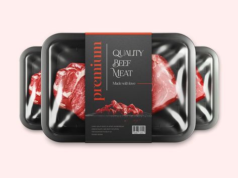 Beef Meat Packaging Design | Packaging | Label Design by Mahdy Hasan Hridoy on Dribbble Meat Packaging Design Branding, Food Box Packaging Design Creative, Meat Packing Design, Meat Label Design, Meat Package Design, Beef Packaging Design, Meat Packaging Design, Steak Package, Food Delivery Packaging