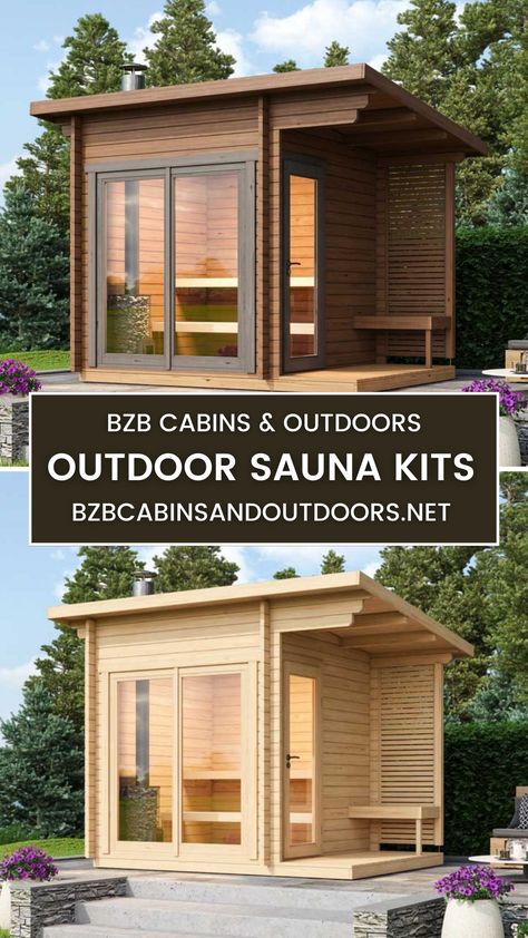 Modern Sauna Design Outdoor, Wood Sauna Outdoor, Outdoor Wood Burning Sauna, Backyard Sauna And Cold Plunge, Sauna Under Deck, Building A Sauna Outdoor, Sauna Kits Outdoor, Sauna Outdoor Ideas, Sauna Building Plans