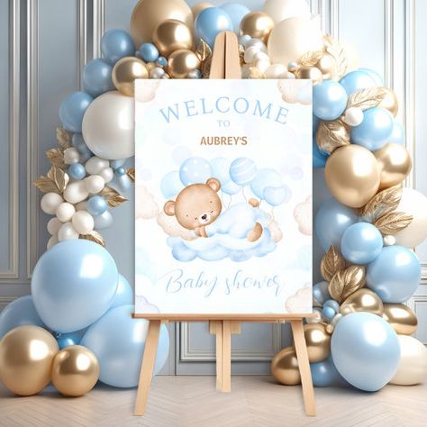 $59.4 | We Can Bearly Wait Boy Baby shower welcome sign - baby shower welcome sign, we can bearly wait, teddy bear baby shower, cute baby bear, boy baby shower welcome sign, blue, boy baby shower, blue baby shower, cute baby boy shower invitations, baby shower welcome party decor Polar Bear Baby Shower, Winter Baby Shower Themes, Bear Baby Shower Theme, Baby Boy Shower Party, Winter Wonderland Baby Shower, White Baby Showers, Teddy Bear Baby Shower, Boy Baby Shower Themes, Shower Welcome Sign