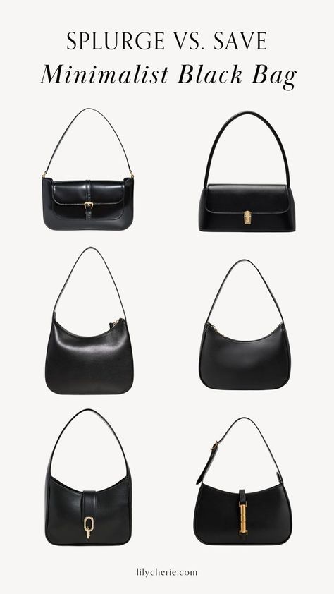 Byfar Bag Outfit, Outfits With Black Shoulder Bag, Shoulder Bag Luxury, Basic Bags Capsule Wardrobe, Black Designer Shoulder Bag, Bag That Goes With Everything, Simple Shoulder Bag, Small Black Purse Outfit, Timeless Shoulder Bags