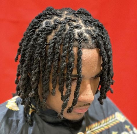 2 Strand Dreads Men, Twist Out Locs Men, 2 Strand Loc Retwist, 4 Strand Twist Dreads, Masc Twists, Men Two Strand Twist Locs, Loc Two Strand Twist Styles Men, Dread Ideas Men, Braids That Look Like Dreads