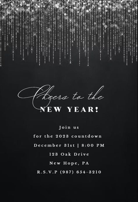 Glitz And Glam Invitation Template, New Year Invitation Card, New Year Invitation Template, New Year Party Invitation, New Year Invitation, Glam Invitation, Newyear Party, Napkin Cards, Restaurant Promotions