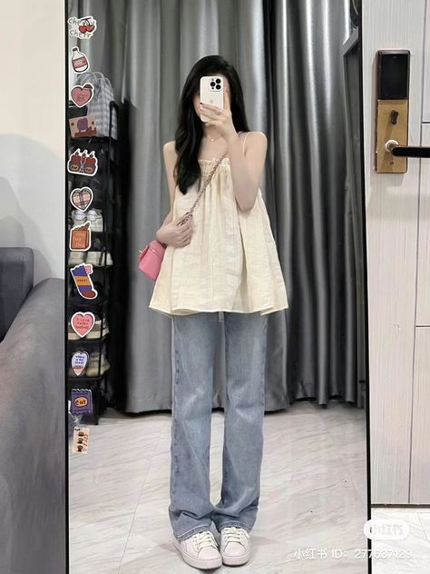 Dress Outfits Korean, Dress Over Jeans, Asian Style Dress, Oufits Casual, Clothes Korean Style, Modest Dresses Casual, Everyday Fashion Outfits, Dream Style, Simple Trendy Outfits