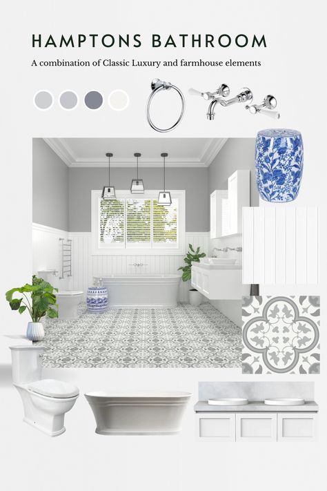 Hampton Style Bathroom Tiles, Modern Hamptons Style Bathroom, Modern Hamptons Bathroom, Hampton Style Bathroom, Hampton Style Bathrooms, Hamptons Style Bathroom, Modern Country Bathroom, Hamptons Bathroom, Stylish Bathroom Design