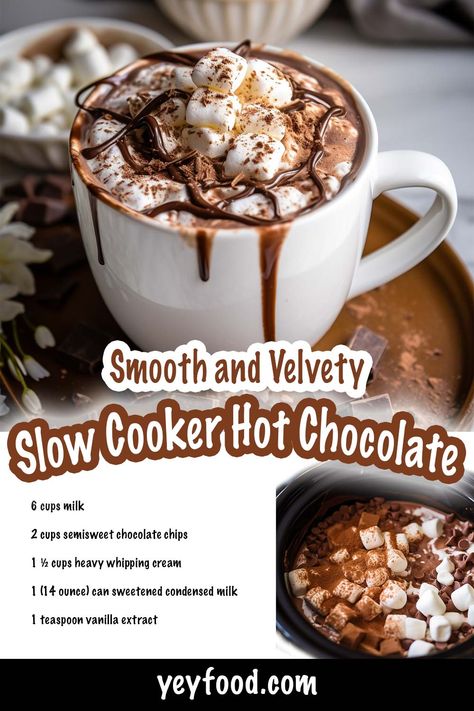 Yeyfood.com: Recipes, cooking tips, and kitchen hacks for home cooks of all levels Crock Pot Recipes Hot Chocolate, Instapot Hot Cocoa, Large Batch Of Hot Chocolate, Pampered Chef Hot Chocolate, Hot Cocoa In Crock Pot, Overnight Hot Chocolate Crock Pot, Rumchata Hot Chocolate Crock Pot, Instant Pot Hot Chocolate For A Crowd, Hot Chocolate Recipes In Crockpot