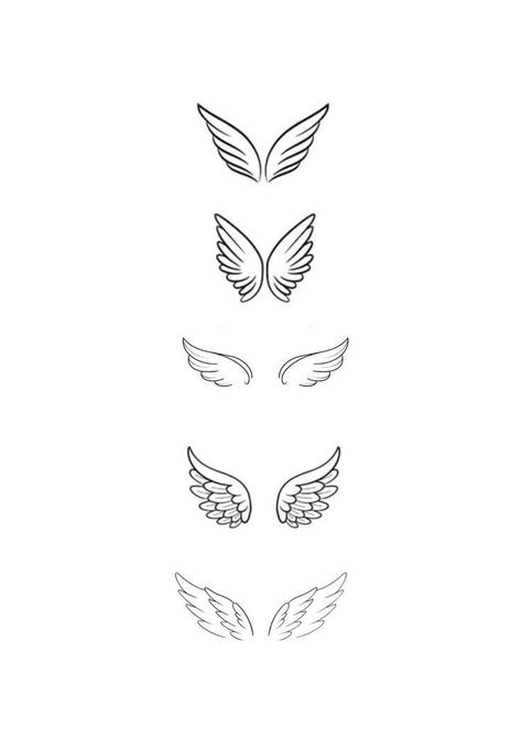 Pretty Angel Wings Tattoo, Back Of Neck Angel Wing Tattoo, Simple Wing Design, Small Wing Tattoos For Women, Tiny Angel Wing Tattoo Simple, Angel Tattoo Small Simple, Simple Wing Tattoo Designs, Angel Wing Line Tattoo, Tiny Wings Tattoo