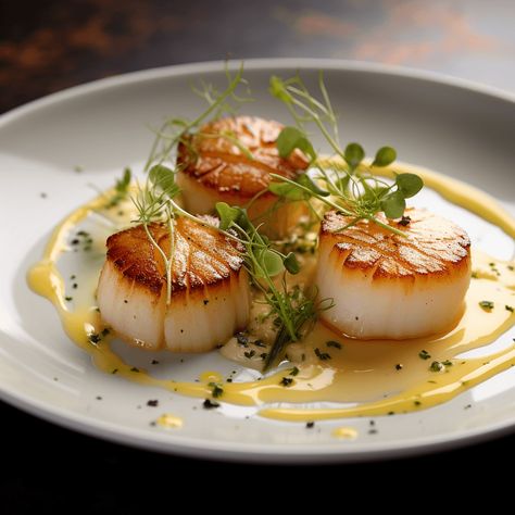 Authentic Napa Valley Recipes | Napa Home Chef Scallop Main Course, Gourmet Scallop Recipes, Scallop Starter Recipes, Asian Scallop Recipes, French Scallops, Scallop Plating, Fine Dining Main Course, Scallops Dinner Ideas, Michelin Recipes