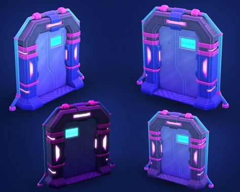 Sci Fi Assets, Sci-fi Door, Stylized Sci Fi, Low Poly Sci Fi, Sci Fi Interior, Sci Fi Room, Sci-fi Ui, Illustrations Ideas, Japanese Door