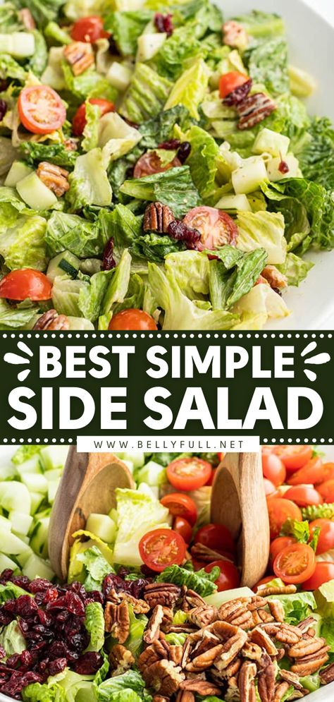 Best Simple Side Salad Side Dish For Steak, Easy Green Salad Recipes, Simple Side Salad, Salad Meals, Salad Recipes For Parties, Lettuce Salad Recipes, Bbq Salads, Side Salad Recipes, Leafy Salad