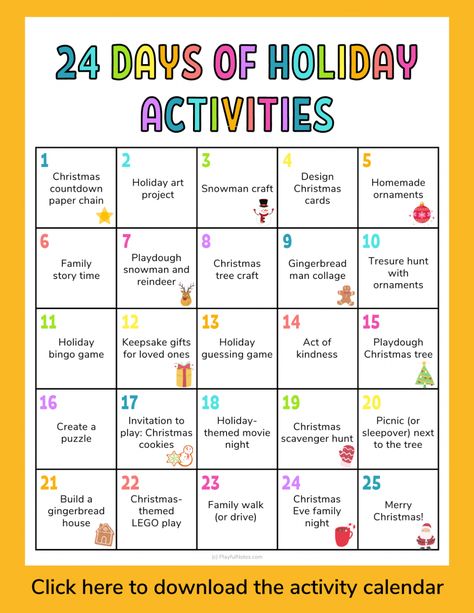 School Holidays Activities, How Many Days Until Christmas, 12 Days Of Christmas For Kids, Kids Advent Calendar Activities, 24 Days Of Christmas Activities, Christmas Advent Calendar Activities, Christmas Tasks For Kids, 25 Days Of Christmas Ideas For Kids, Christmas Calendar Ideas