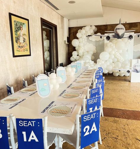 Flight Attendant Birthday Theme, Flying Birthday Theme, Flight Party Theme, Pilot Themed Bachelorette Party, Plane Party Decorations, Plane Party Ideas, Airplane Graduation Party, Airline Theme Party Ideas, Airline Party Theme