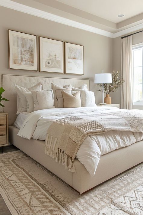 Modern Cozy Bedroom, Neutral Bedroom Decor, Neutral Bedrooms, Road House, Beige Bedroom, Bedroom Decor Cozy, Fall Bedroom, Neutral Bedroom, Bedroom Refresh