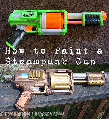 Décor Steampunk, Meme Costume, Steampunk Party, Nerf Mod, Tutorial Painting, Steampunk Gadgets, Steampunk Halloween, Steampunk Crafts, Costume Tutorial