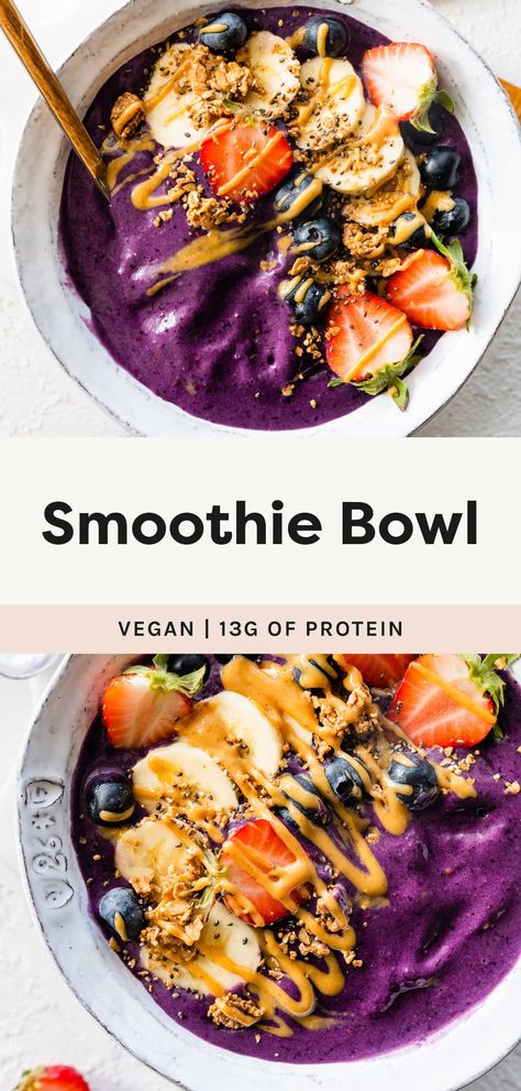 The Best Smoothie Bowl Blueberry Smoothie Healthy, Vegan Breakfast Smoothie, Blueberry Smoothie Bowl, Vegan Smoothie Bowl, Breakfast Smoothie Bowl, Smoothie Bowl Healthy, Best Smoothie, Blueberry Smoothie, Healthy Plant Based Recipes