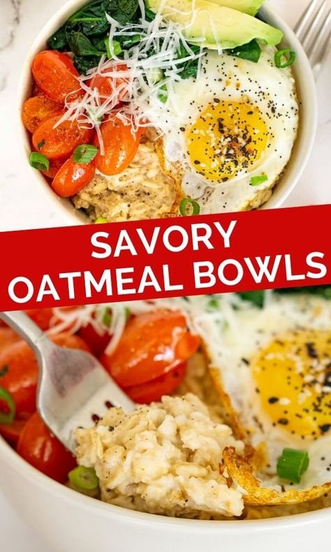 Hearty Oatmeal Recipes, Oatmeal For Dinner Recipes, Savory Breakfast Oats, Savory Oats Recipes Breakfast, Quick Breakfast Ideas Savory, Healthy Savory Oatmeal, Savory Oatmeal Recipes Breakfast, Oatmeal Recipes Savory, Quick Savory Breakfast