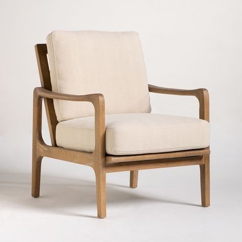 Cream linen meets solid oak. You just met the chair of your dreams.  💭😍

🛒: Murcia accent chairs Midcentury Interior Design, Mid Century Interior Design, Midcentury Interior, Wooden Lounge Chair, Luxury Arm Chair, Mid Century Interior, Furniture Design Chair, Boho Chair, Wooden Armchair