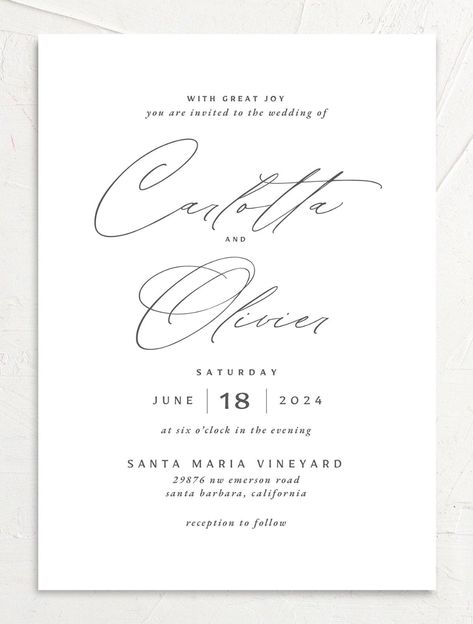 Elegant Invitation Design, Wedding Invitation Fonts, Minimal Wedding Invitation, Grey Wedding Invitations, Elegant Modern Wedding, Classic Wedding Invitations, Simple Invitation, Wedding Fonts, Beautiful Wedding Invitations