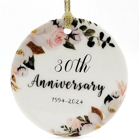 PRICES MAY VARY. 30th Wedding Anniversary Gift:For couples celebrating this milestone,30th Anniversary Ornament would be a touching gift. 30th Anniversary Christmas Decorations:30th anniversary Christmas ornament is made of high grade ceramics,glossy finish,simple and elegant.It can be hung on the Christmas tree and make Christmas special! 30th Anniversary Keepsake:The embossed lettering and patterns make it a worthy keepsake of love and commitment.It's a nice collection. Best Wishes for 30th An