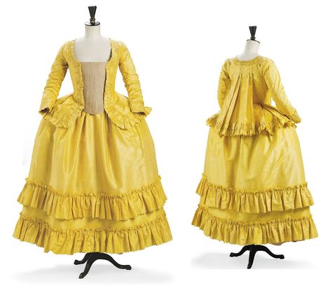 The Closet Historian: The Purple Pet en l'air: Part 1 1780s Fashion, 18th Century Dresses, 1700 Fashion, 18th Century Women, 18th Century Dress, Rococo Fashion, 18th Century Costume, 18th Century Clothing, Yellow Dresses