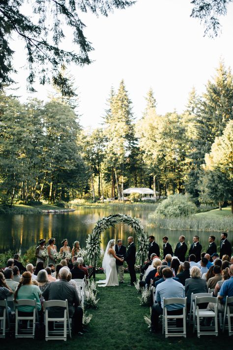 Lakefront ceremony Wedding Venues Oregon, Wedding Ceremony Ideas, Enchanted Forest Wedding, Elegant Weddings, Country Weddings, Fall Weddings, Lodge Wedding, Outdoor Weddings, Lake Wedding