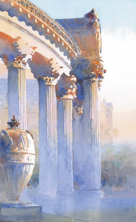 DEMO: Watercolor Painting for Fast, Confident Results | Artists Network Classical Watercolor Paintings, Watercolor Aesthetic Art, Michael Reardon, Palace Of Fine Arts, Watercolor Architecture, 수채화 그림, Arte Sketchbook, Contemporary Abstract Art, Art Et Illustration