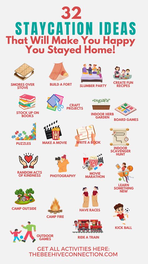 Staycation Ideas for Families and Couples Family Quality Time Ideas, Things To Do On A Weekend, Family Gathering Ideas, Family Adventure Ideas, Family Time Aesthetic, Staycation Aesthetic, Family Bonding Ideas, Living With Friends, Fun Activities At Home