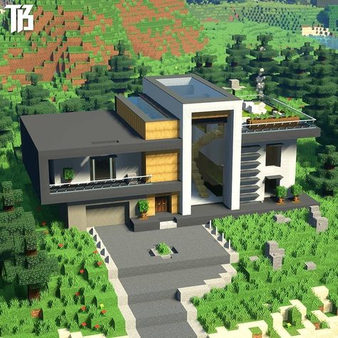 Minecraft Kale, Minecraft Modern Mansion, Villa Minecraft, Minecraft Modern City, Modern Minecraft Houses, Rumah Minecraft Sederhana, Minecraft Mansion, Minecraft Houses Blueprints, Minecraft Interior Design