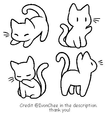 Chibi Cat Tutorial, Cute Chibi Cat Drawing, Animal Chibi Drawing, Cute Cat Illustration Simple, Sitting Cat Sketch, Simple Cat Cartoon, Chibi Cat Reference, Cute Drawings Cat Easy, Easy Way To Draw A Cat