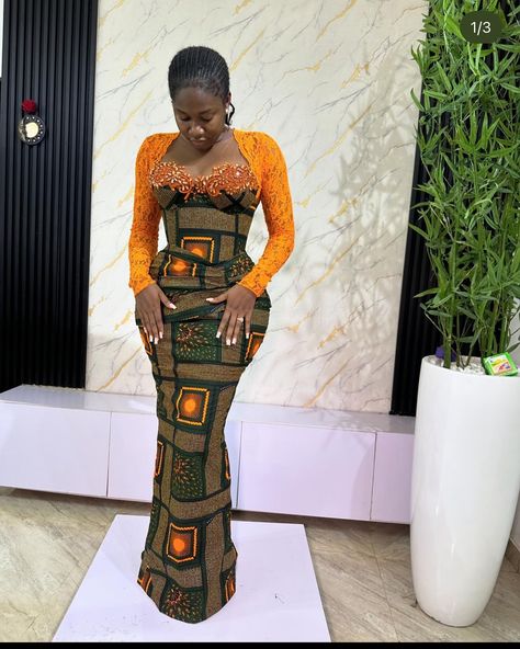 Corset Ankara Long Gown Styles, Corset Styles For Ankara, Ankara Styles For Ladies 2024, Plus Size Asoebi Styles, Corset With Ankara, Asoebi Styles 2024, Asoebi Lace Styles Classy 2024 Corset, Corset Asoebi Styles Lace, 2024 Ankara Gown Styles